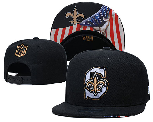 Saints Team Logo Black USA Flag Adjustable Hat GS