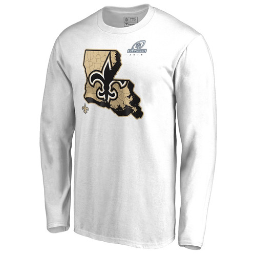 Saints White 2018 NFL Playoffs Men's Long Sleeve T-Shirt