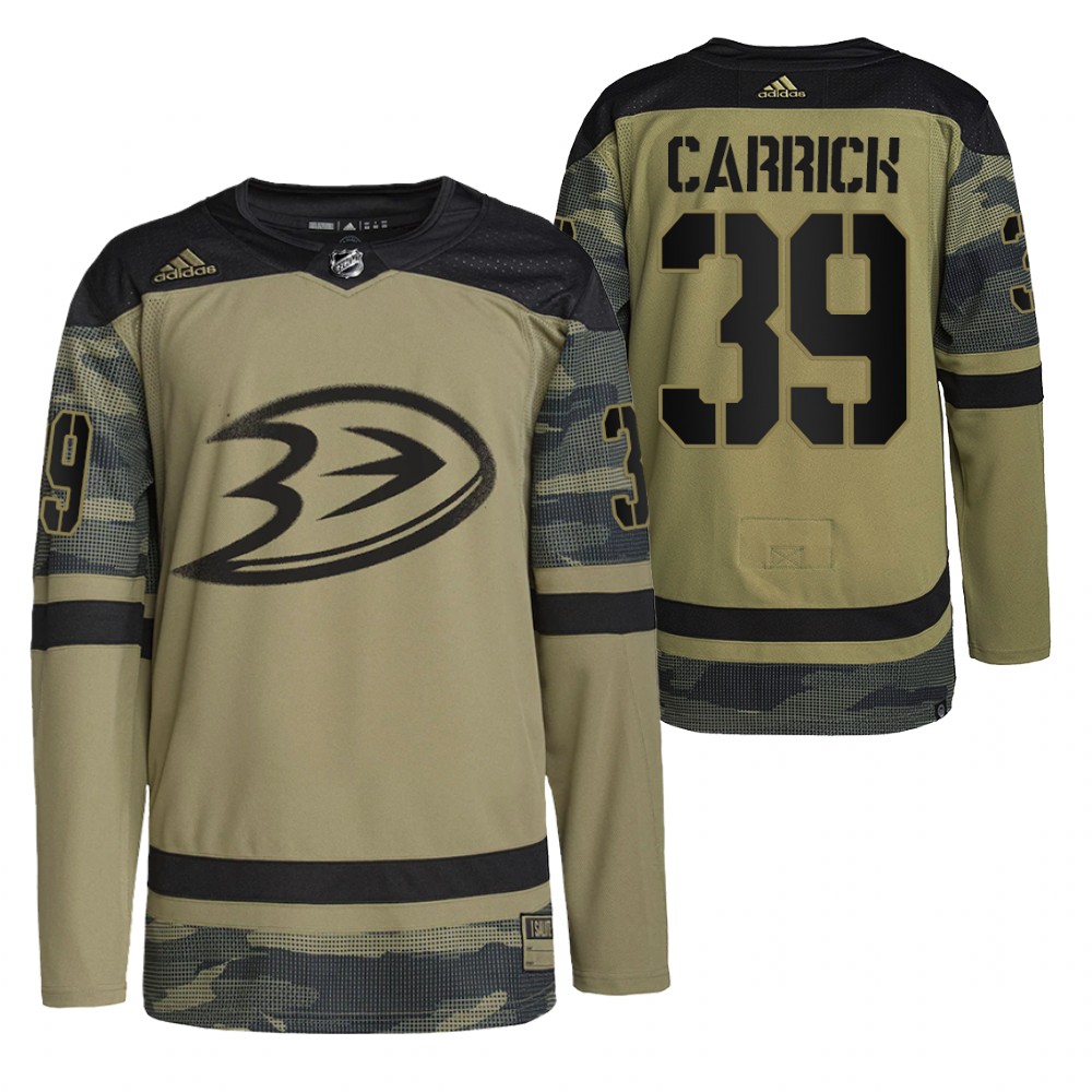 Sam Carrick Ducks Military Appreciation Jersey Camo Authentic Practice
