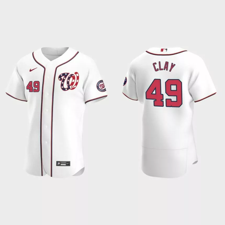 Sam Clay #49 Washington Nationals Authentic Alternate Jersey – White