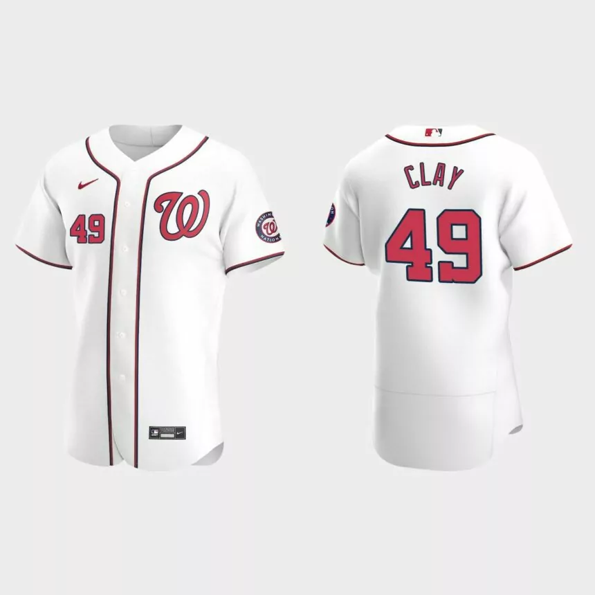 Sam Clay #49 Washington Nationals Authentic Home Jersey – White