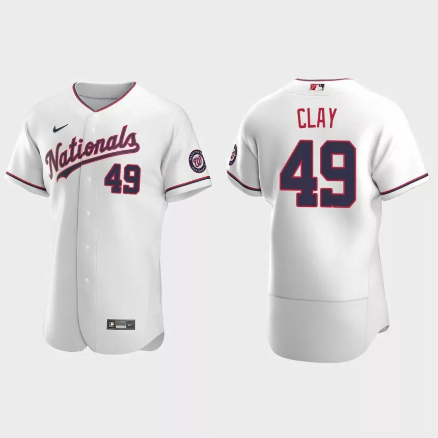 Sam Clay #49 Washington Nationals Authentic Jersey – White