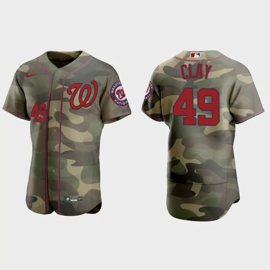 Sam Clay Washington Nationals 2021 National Armed Forces Day Authentic Jersey – Camo