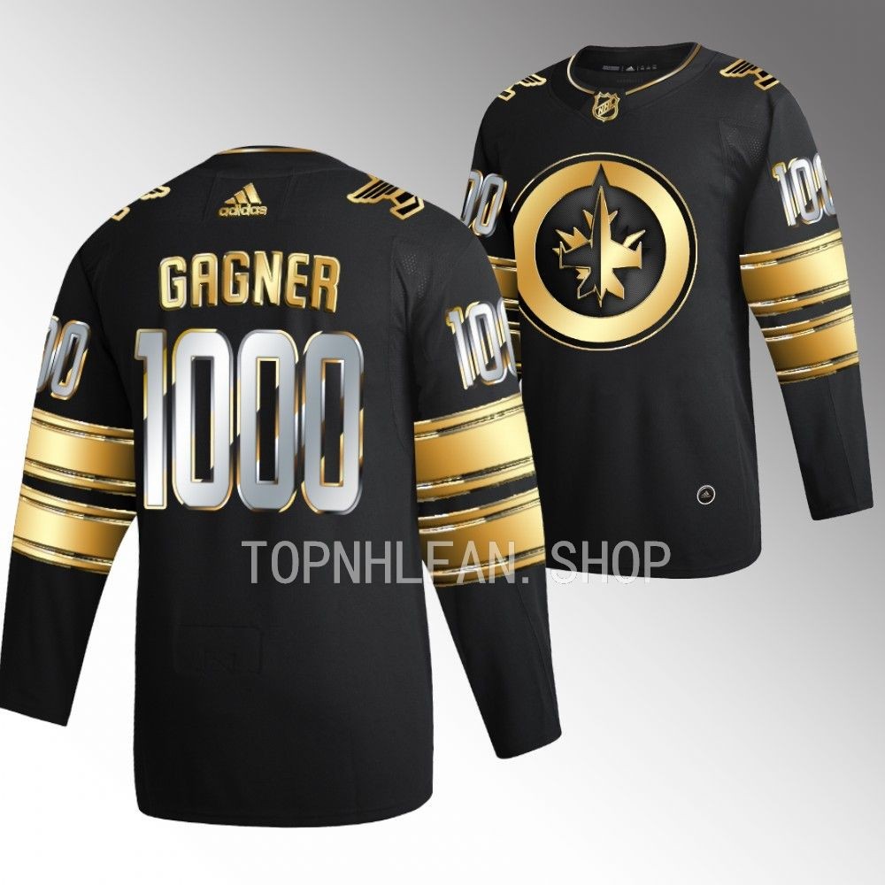 Sam Gagner Jets #89 Black Golden Authentic Mr.1000 Jersey