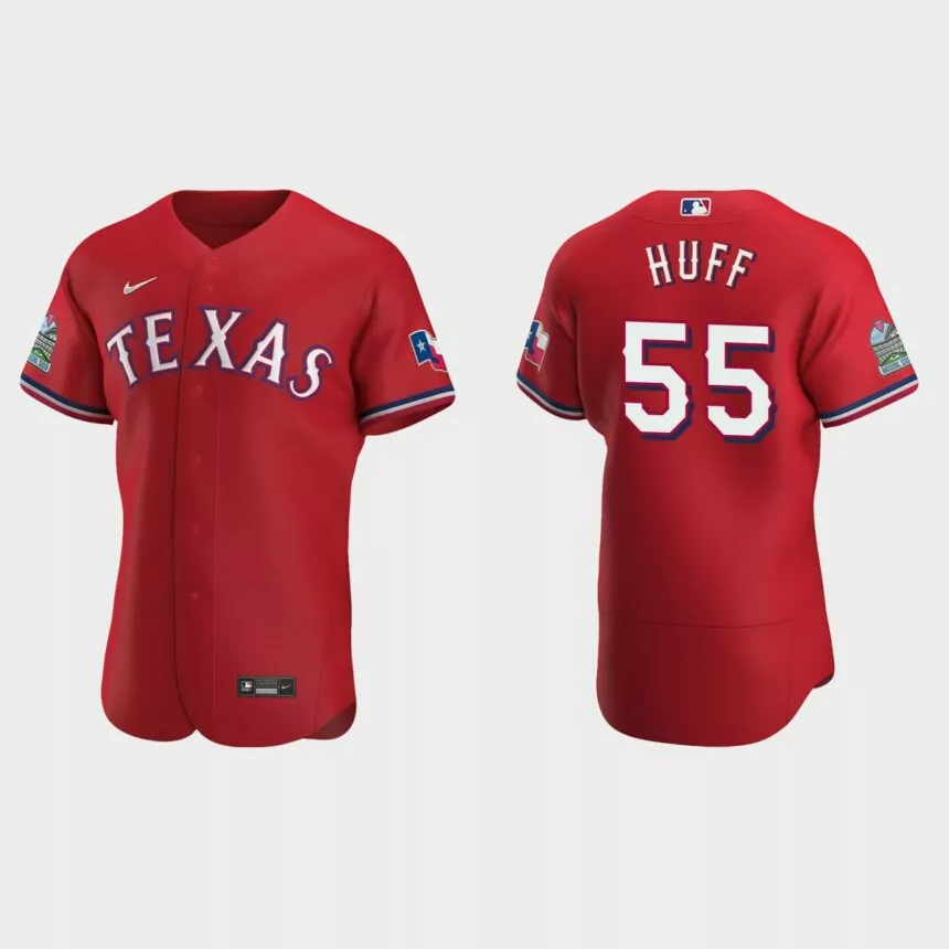 Sam Huff #55 Texas Rangers Authentic Alternate Jersey – Scarlet