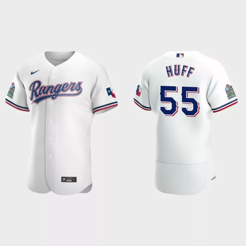 Sam Huff #55 Texas Rangers Authentic Home Jersey – White
