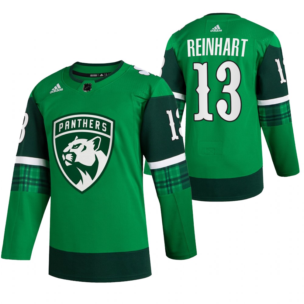 Sam Reinhart St. Patricks Day Panthers Green #13 Jersey