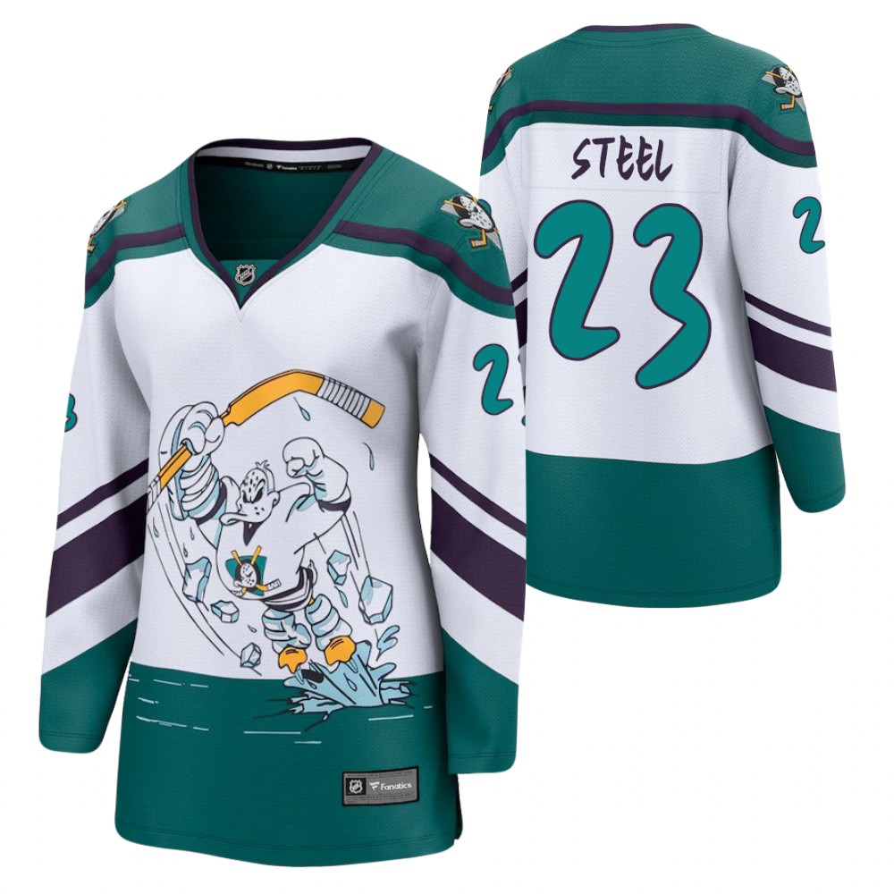 Sam Steel Anaheim Ducks Reverse Retro White Women Jersey