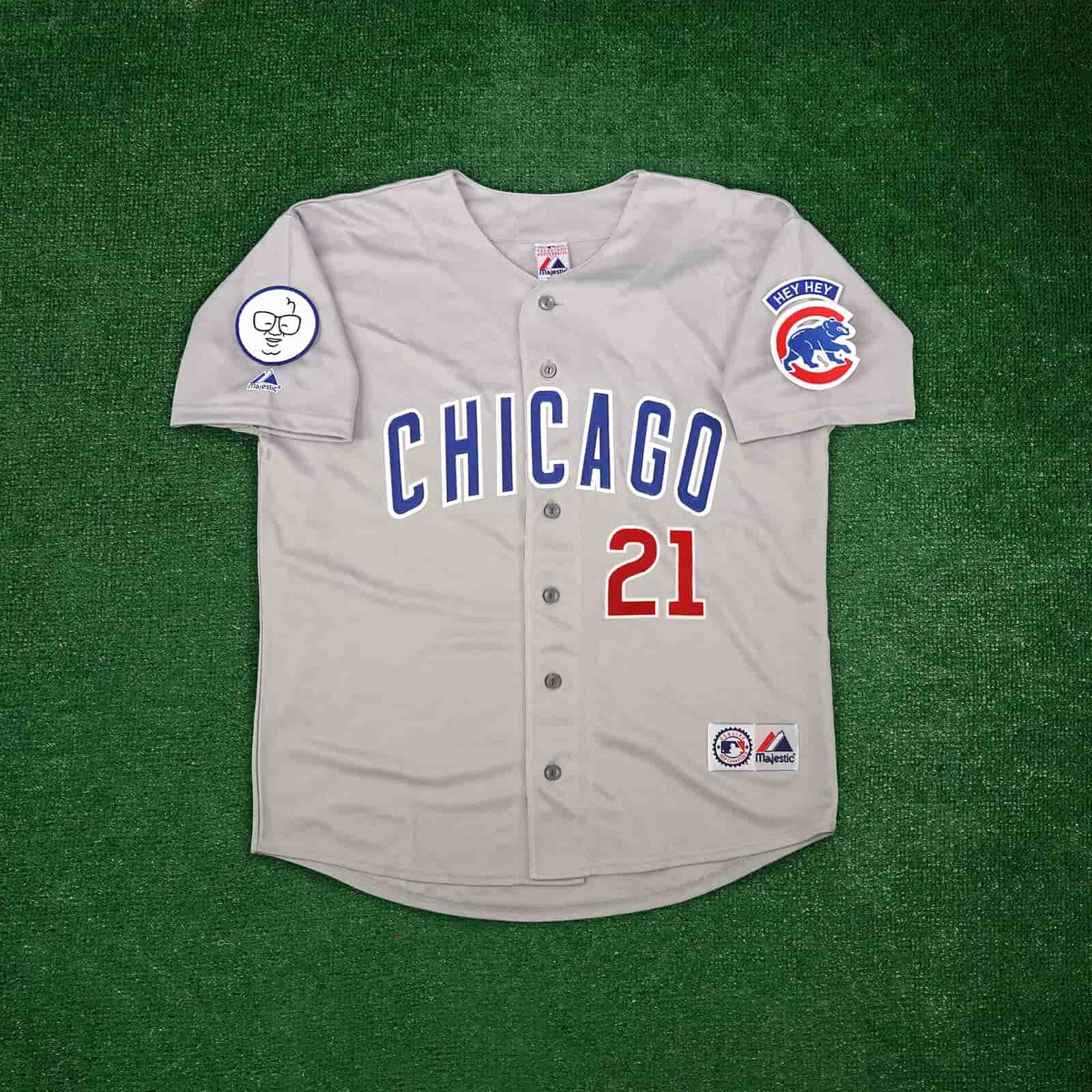 Sammy Sosa 1998 Chicago Cubs Men's Grey Road Jersey w Harry Caray Patch