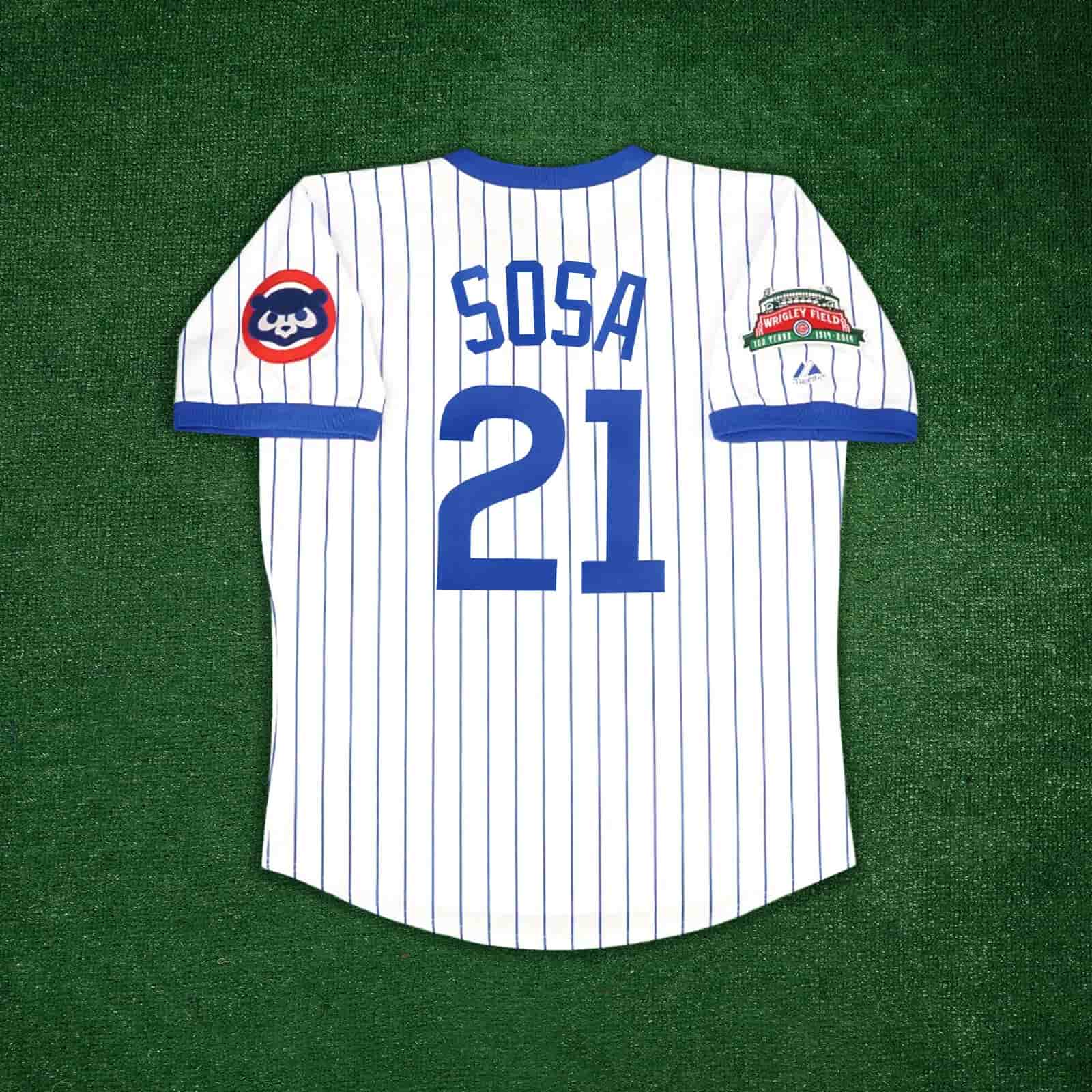 Sammy Sosa Chicago Cubs Men's Home White Wrigley 100th Cooperstown Jersey