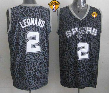 San Antonio Spurs #2 Kawhi Leonard Black Crazy Light Finals Patch Stitched NBA Jersey