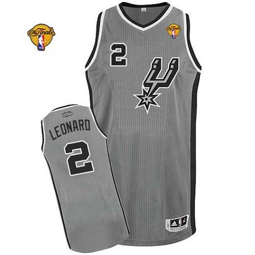 San Antonio Spurs #2 Kawhi Leonard Grey Alternate Finals Patch Stitched NBA Jersey