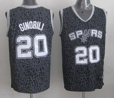 San Antonio Spurs #20 Manu Ginobili Black Crazy Light NBA Jersey
