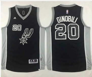 San Antonio Spurs #20 Manu Ginobili Black New Road Stitched NBA Jersey