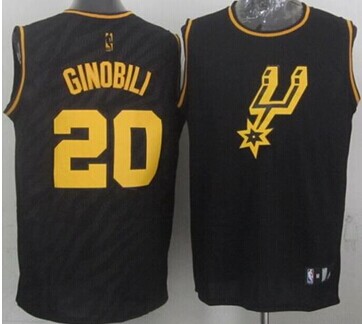 San Antonio Spurs #20 Manu Ginobili Black Precious Metals Fashion Stitched NBA Jersey