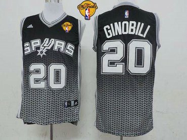 San Antonio Spurs #20 Manu Ginobili Black Resonate Fashion Swingman Finals Patch Stitched NBA Jersey