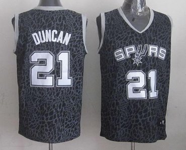 San Antonio Spurs #21 Tim Duncan Black Crazy Light NBA Jersey