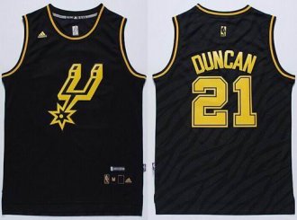 San Antonio Spurs #21 Tim Duncan Black Precious Metals Fashion NBA Jersey