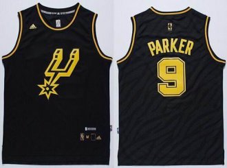 San Antonio Spurs #9 Tony Parker Black Precious Metals Fashion NBA Jersey
