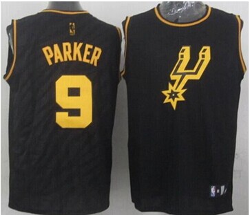 San Antonio Spurs #9 Tony Parker Black Precious Metals Fashion Stitched NBA Jersey