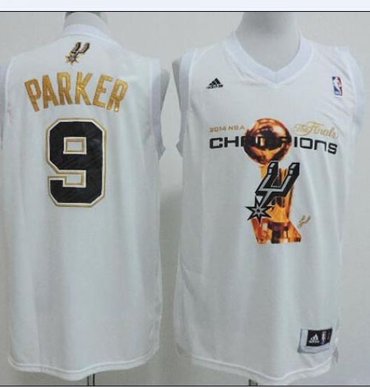San Antonio Spurs #9 Tony Parker White 2014 NBA Finals Champions Stitched NBA Jersey