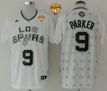 San Antonio Spurs #9 Tony Parker White New Latin Nights Finals Patch Stitched NBA Jersey