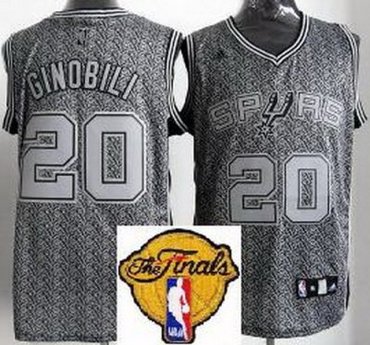 San Antonio Spurs 20 Manu Ginobili Grey Static Fashion Swingman 2013 Finals Patch NBA Jerseys