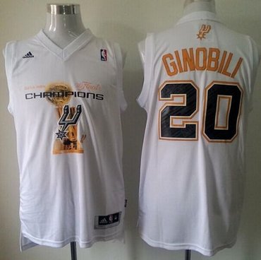 San Antonio Spurs 20 Manu Ginobili White 2014 NBA Finals Champions Stitched NBA Jersey