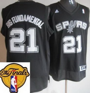 San Antonio Spurs 21 Tim Duncan Black Big Fundamental Fashion Swingman 2013 Finals Patch NBA Jersey