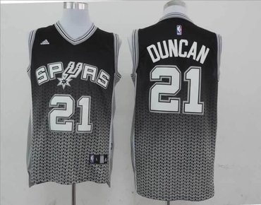 San Antonio Spurs 21 Tim Duncan Black NBA Drift Fashion Jerseys