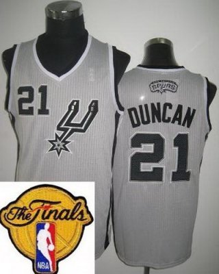 San Antonio Spurs 21 Tim Duncan Grey Revolution 30 2013 Finals Patch NBA Jerseys
