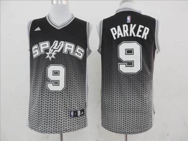San Antonio Spurs 9 Tony Parker Black NBA Drift Fashion Jerseys