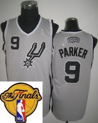 San Antonio Spurs 9 Tony Parker Grey Revolution 30 2013 Finals Patch NBA Jerseys