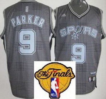 San Antonio Spurs 9 Tony Parker Grey Rhythm Fashion Swingman 2013 Finals Patch NBA Jerseys