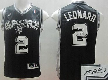 San Antonio Spurs Revolution 30 Autographed #2 Kawhi Leonard Black Stitched NBA Jersey