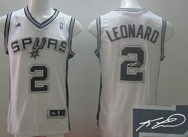 San Antonio Spurs Revolution 30 Autographed #2 Kawhi Leonard White Stitched NBA Jersey