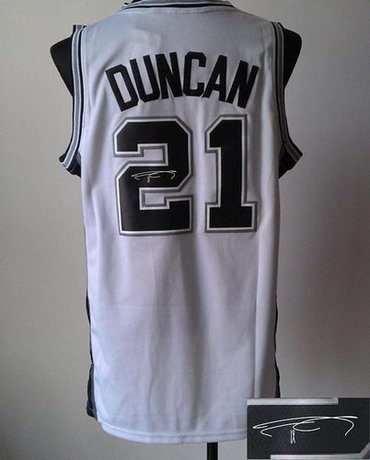 San Antonio Spurs Revolution 30 Autographed #21 Tim Duncan White Stitched NBA Jersey