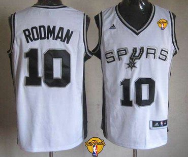 San Antonio Spurs Revolution 30 Spurs #10 Dennis Rodman White Finals Patch Stitched NBA Jersey