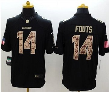 San Diego Chargers #14 Dan Fouts Black NFL Limited Salute to Service jersey