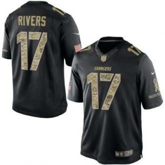 San Diego Chargers #17 Philip Rivers Nike Black Salute To Service Jersey