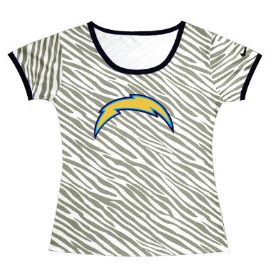 San Diego Chargers Sideline Legend Authentic Logo women Zebra stripes T-shirt