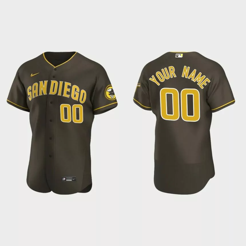 San Diego Padres #00 Custom Brown 2020 Authentic Road Jersey