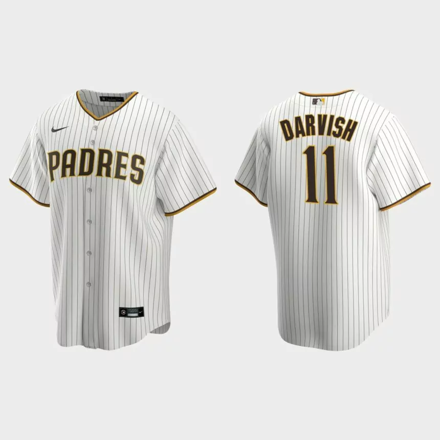 San Diego Padres #11 Yu Darvish Nike Replica Home Jersey – White Brown