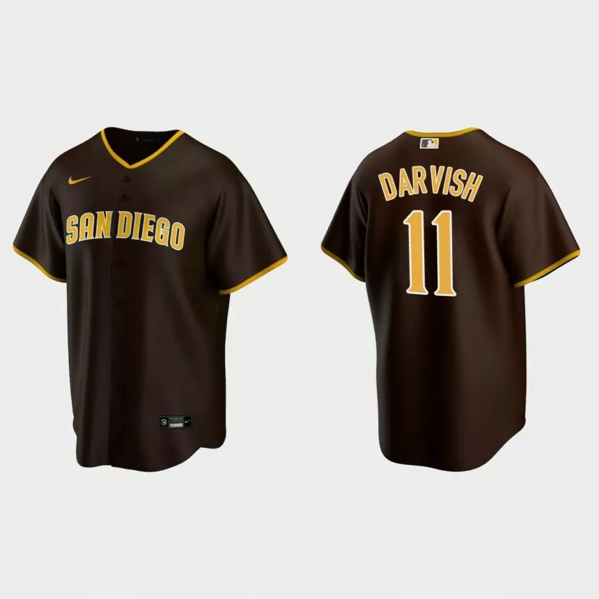 San Diego Padres #11 Yu Darvish Nike Replica Trade Road Jersey – Brown