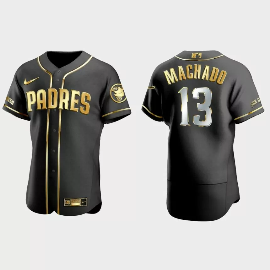 San Diego Padres #13 Manny Machado Golden Edition Authentic Jersey – Black