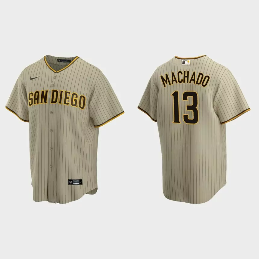 San Diego Padres #13 Manny Machado Sand Brown 2020 Replica Alternate Jersey