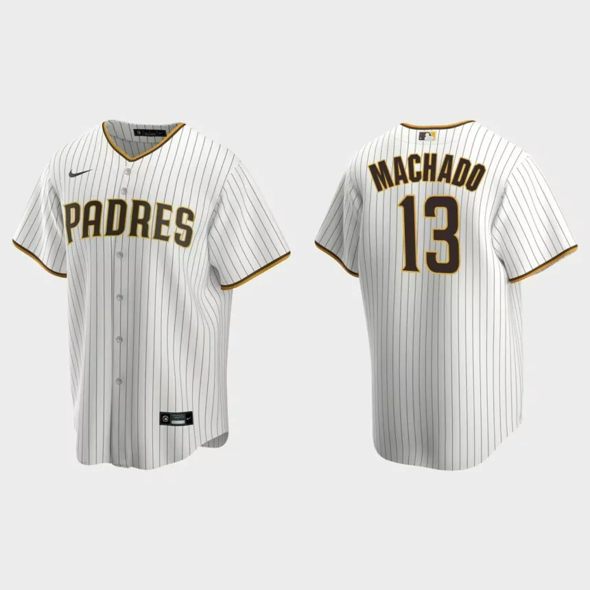 San Diego Padres #13 Manny Machado White Brown Replica Home Jersey