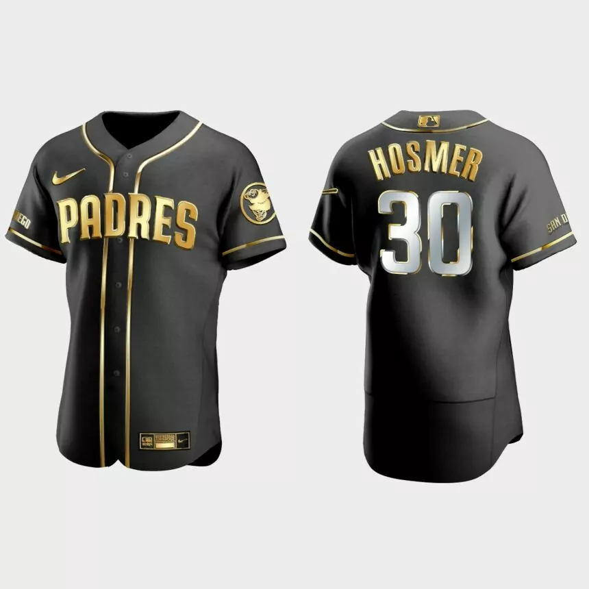 San Diego Padres #30 Eric Hosmer Golden Edition Authentic Jersey – Black