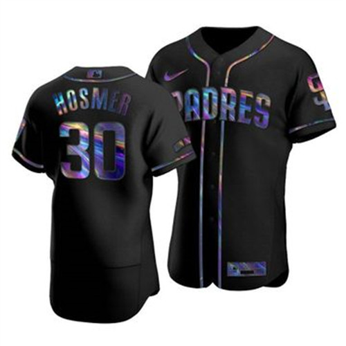 San Diego Padres #30 Eric Hosmer Men's Nike Iridescent Holographic Collection MLB Jersey - Black