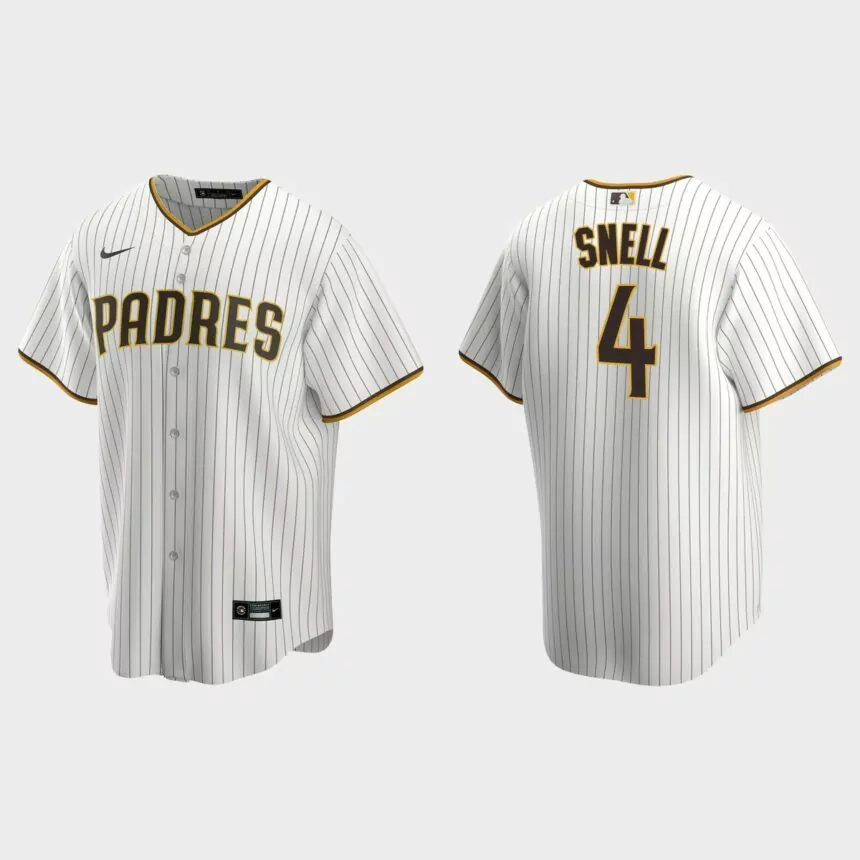 San Diego Padres #4 Blake Snell Nike Replica Home Jersey – White Brown